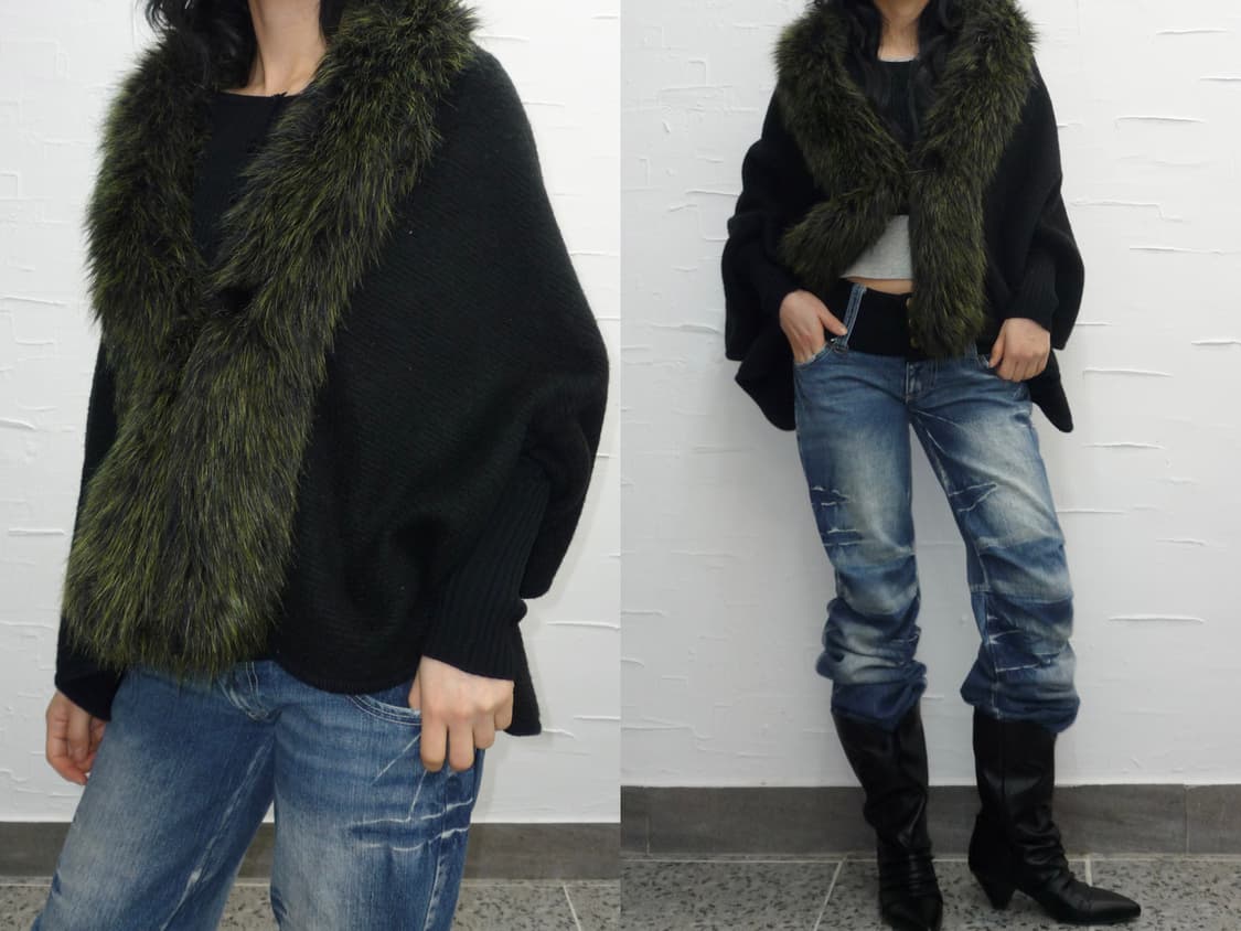 Khaki fur cape 상품이미지1