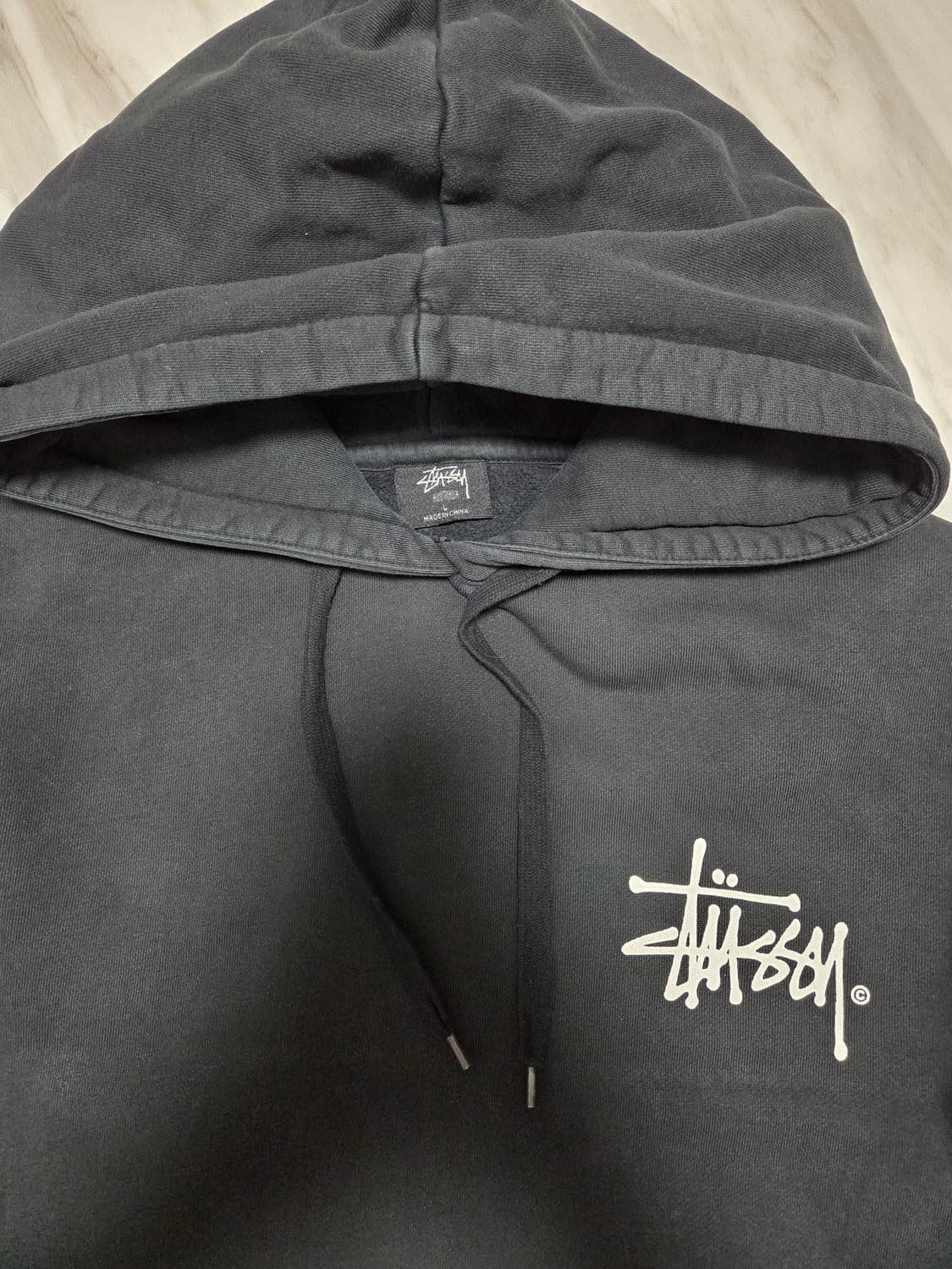 스투시 베이직 블랙 후드티 상품이미지3