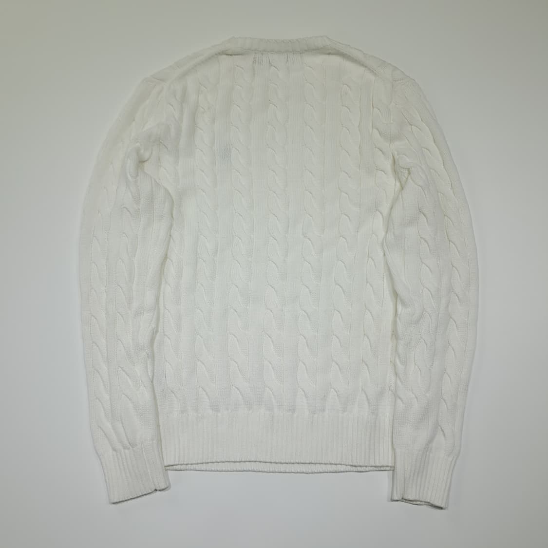 CL995 M 폴로 QR정품인증 코튼 케이블 화이트 니트 스웨터 상품이미지7