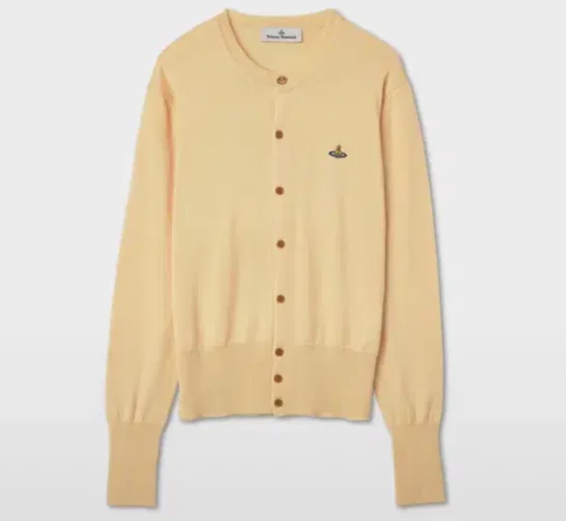 xxs 비비안웨스트우드 가디건 베아 페일옐로우 노랑 캐시미어 브이넥 자수 상품이미지2