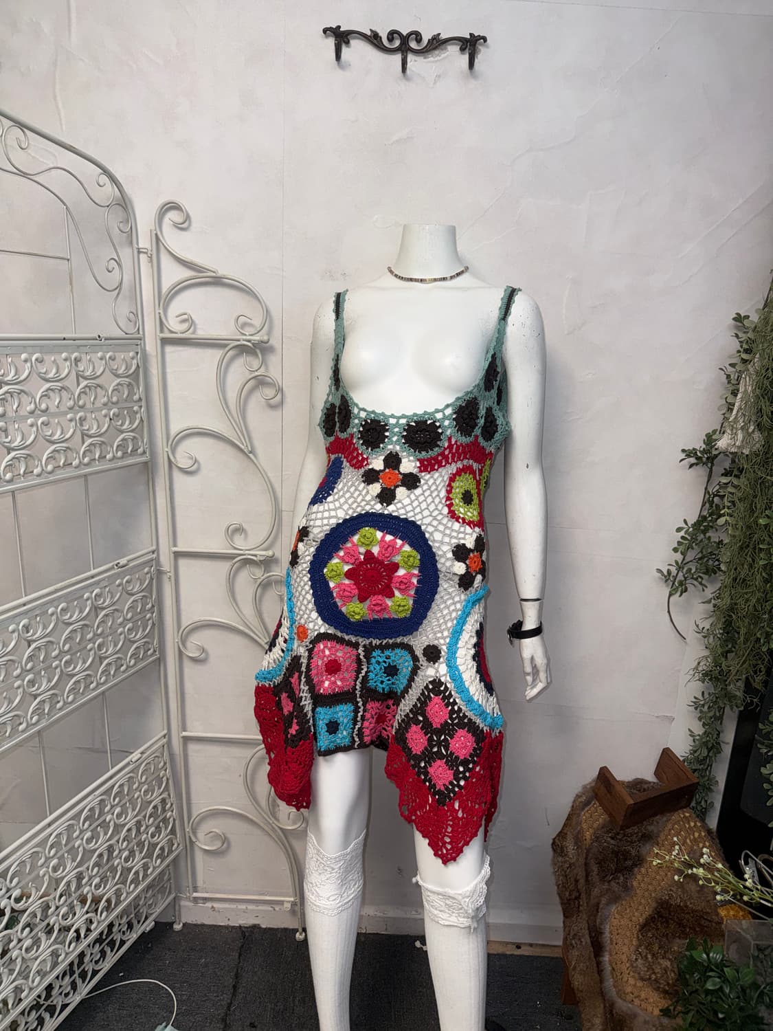 Mint red bohemian flower crochet ops 상품이미지5
