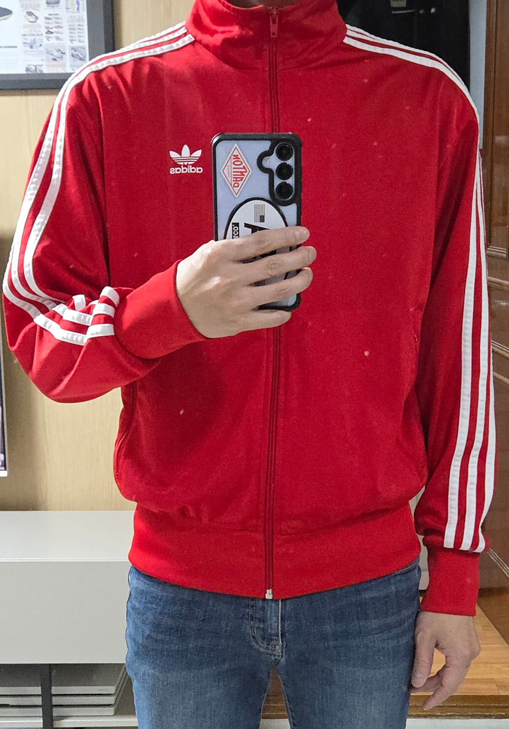 (착샷) 아디다스 파이어버드 져지 트랙탑 레드 상품이미지8