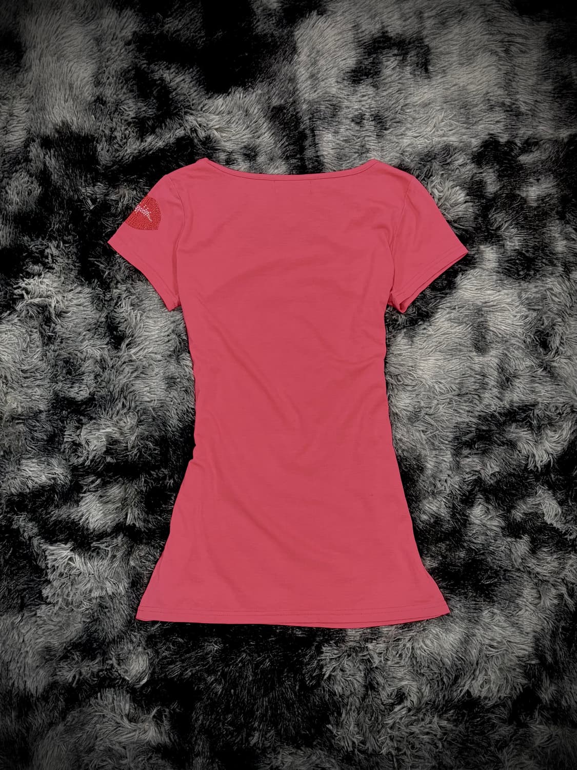 핑크 립 그래픽 큐빅 반팔 티셔츠 상품이미지2