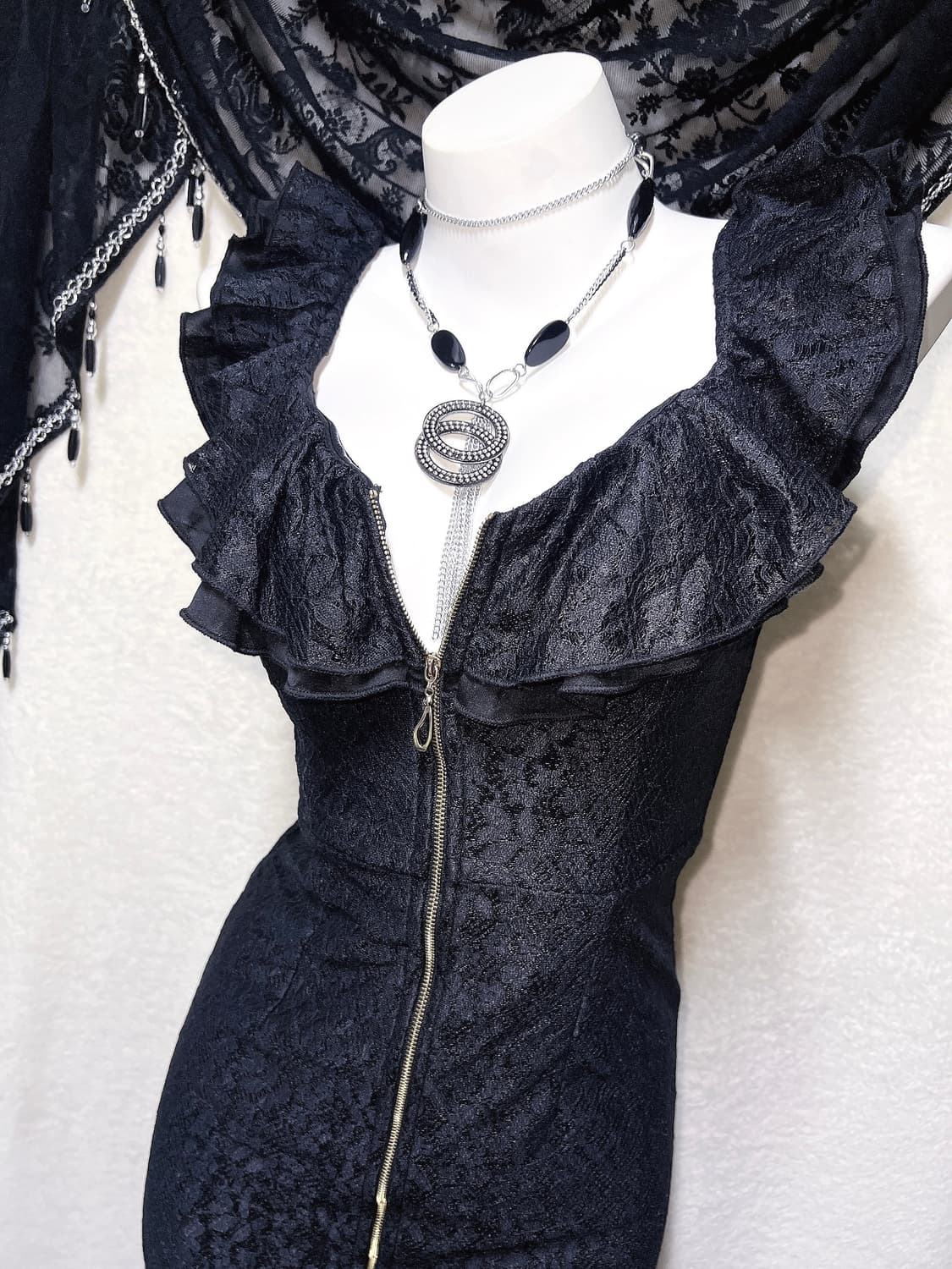 로맨틱고딕 오네갸루 프릴레이스 오프숄더 아게하 원피스 드레스 히메 섹시 상품이미지9