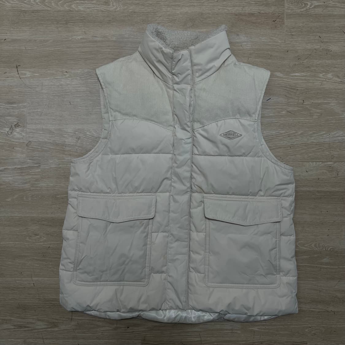 머렐 남성 배색 코듀로이 양털 트리밍넥 패딩 조끼 [아이보리] L/100 상품이미지1