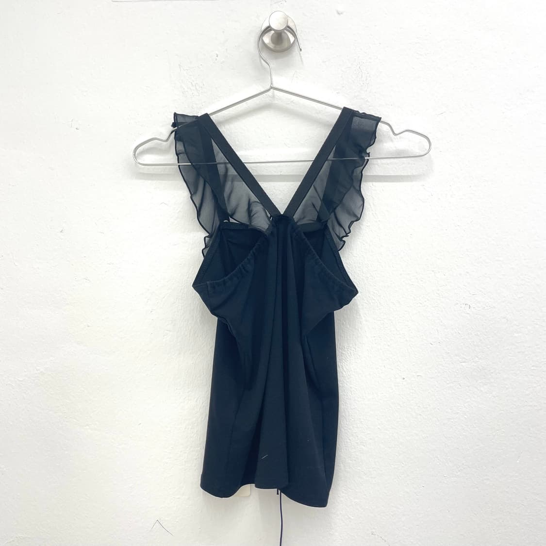 black lace-up ruffle cami Top 상품이미지2