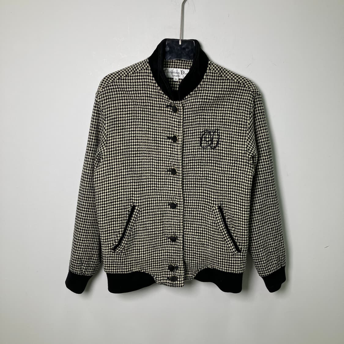 크리스찬 디올 로고 트위드 체크 블루종 빈티지 올드 모델 상품이미지1