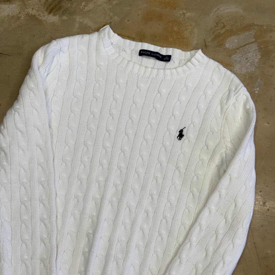 M 폴로랄프로렌 여성용 화이트 케이블 니트  상품이미지1
