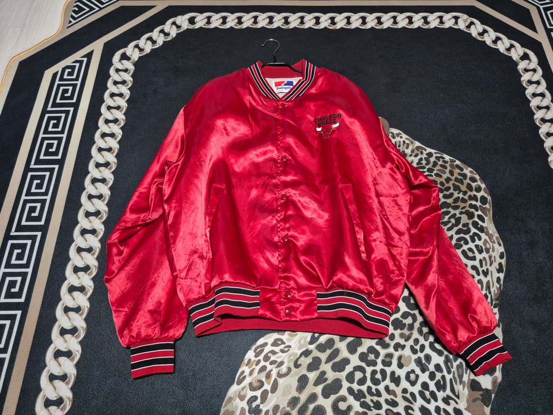 90's 스윙스터 Swingster 시카고 불스 빈티지 새틴 바시티 자켓 상품이미지1