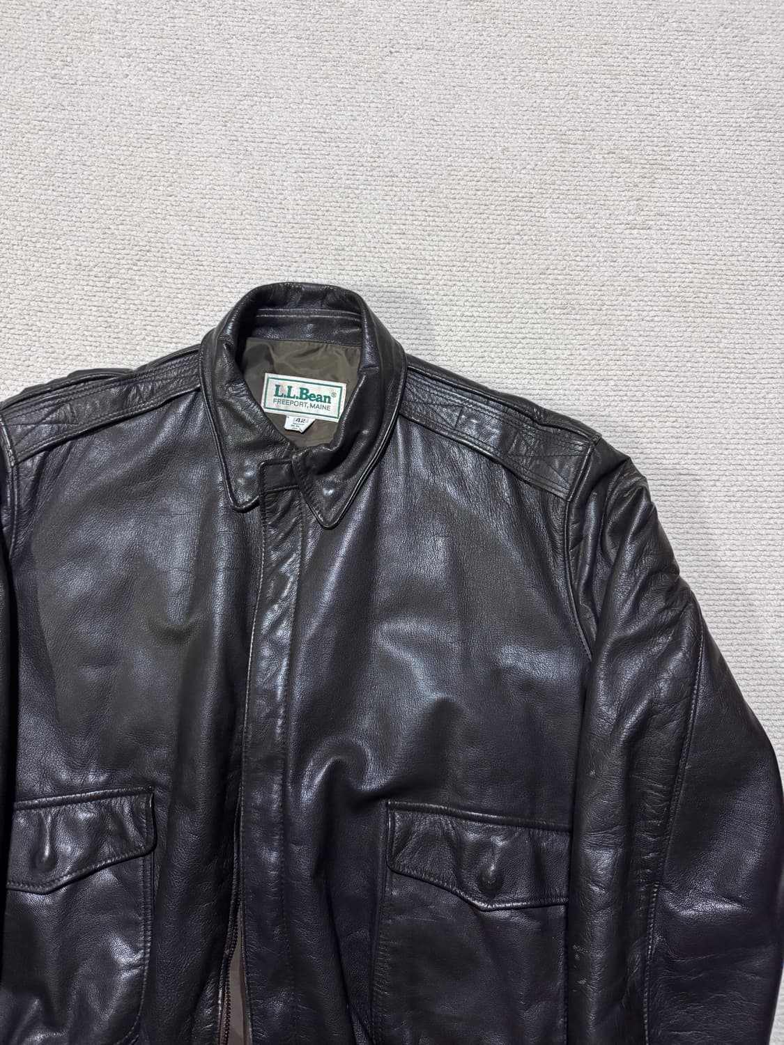 90s USA 엘엘빈 A-2 레더 자켓 42사이즈 상품이미지2