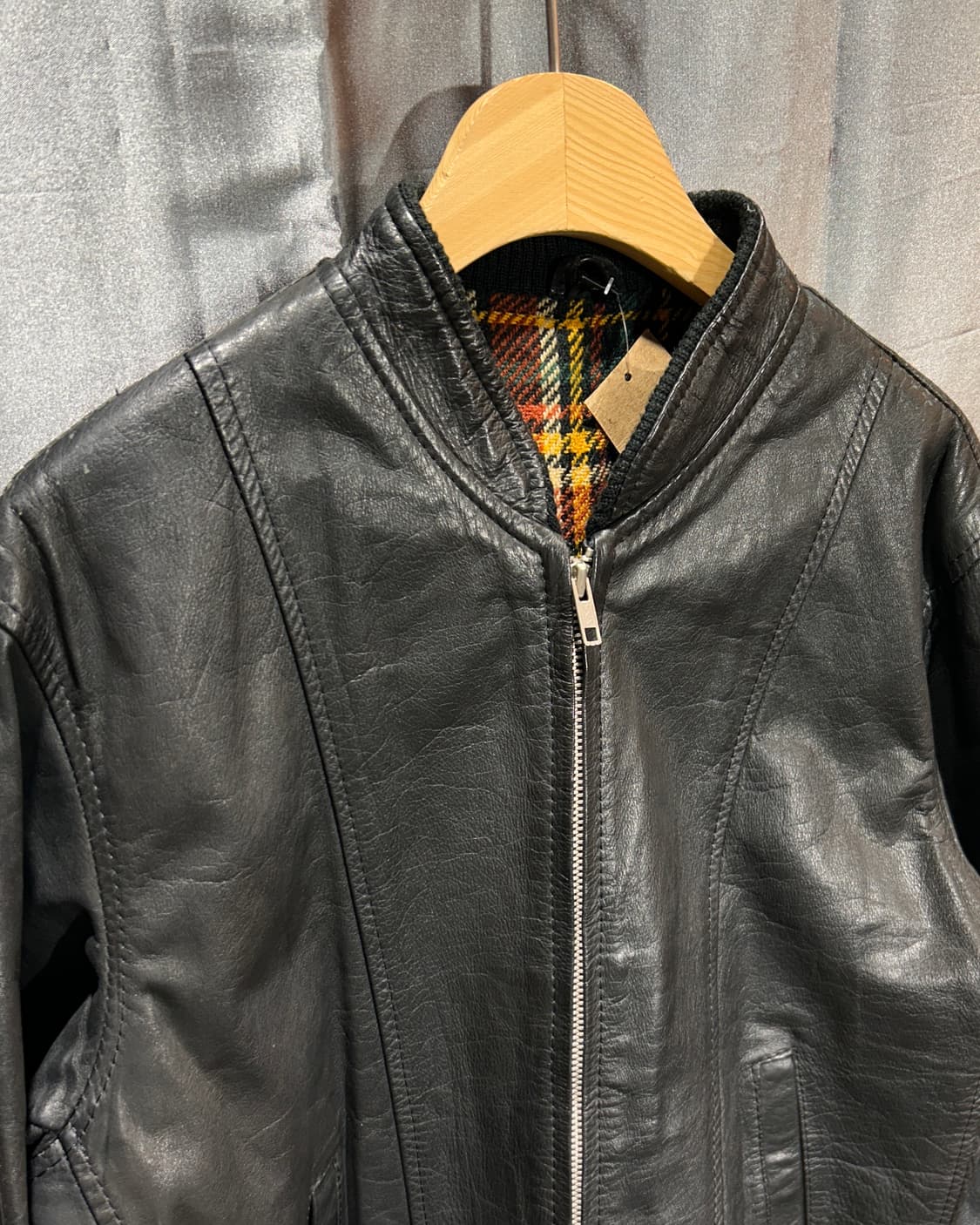 L 램스킨 미니멀 블루종 레더자켓 상품이미지4