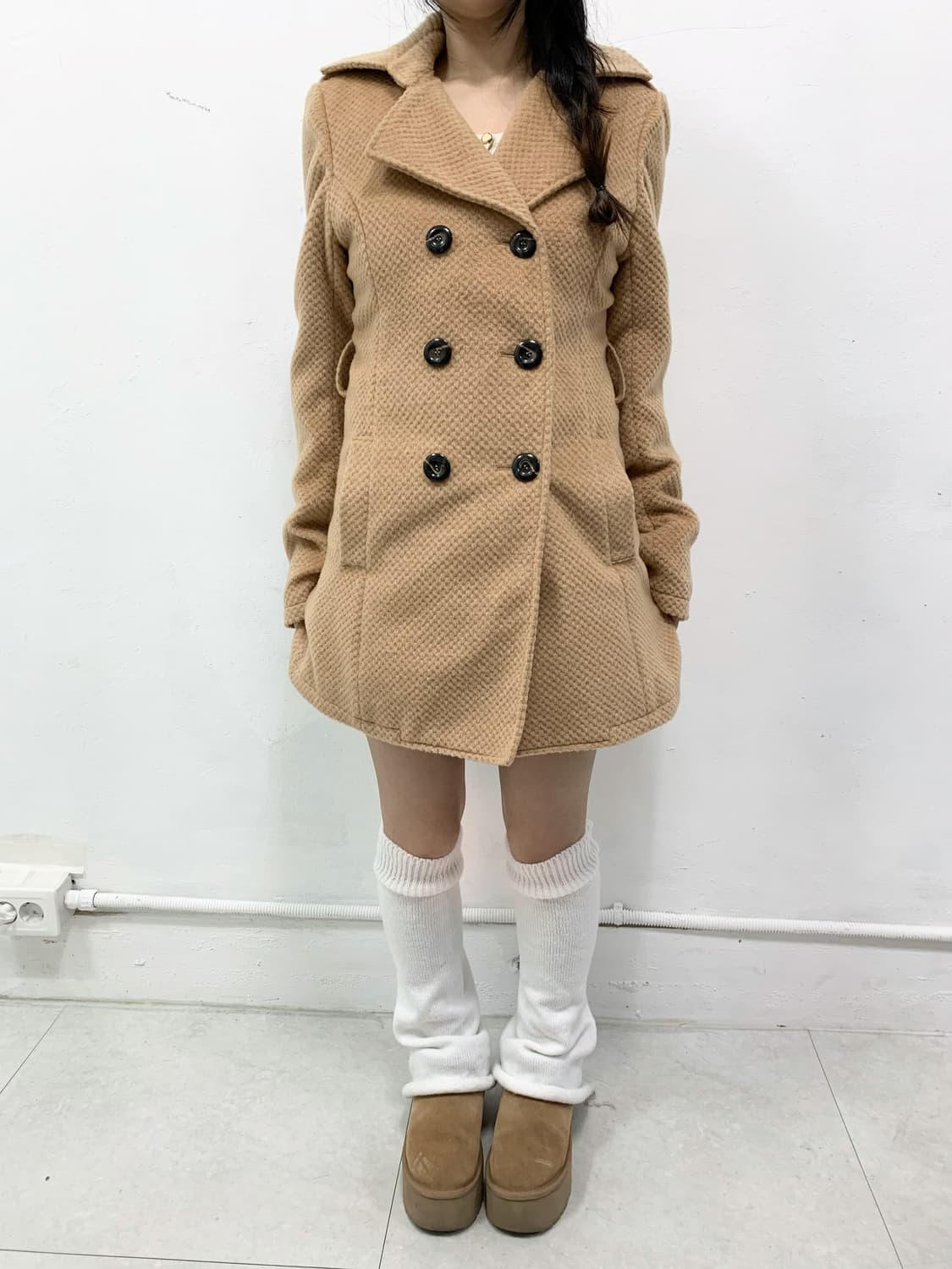 라떼갸루 리락쿠마 폭닥 미디 코트  상품이미지2