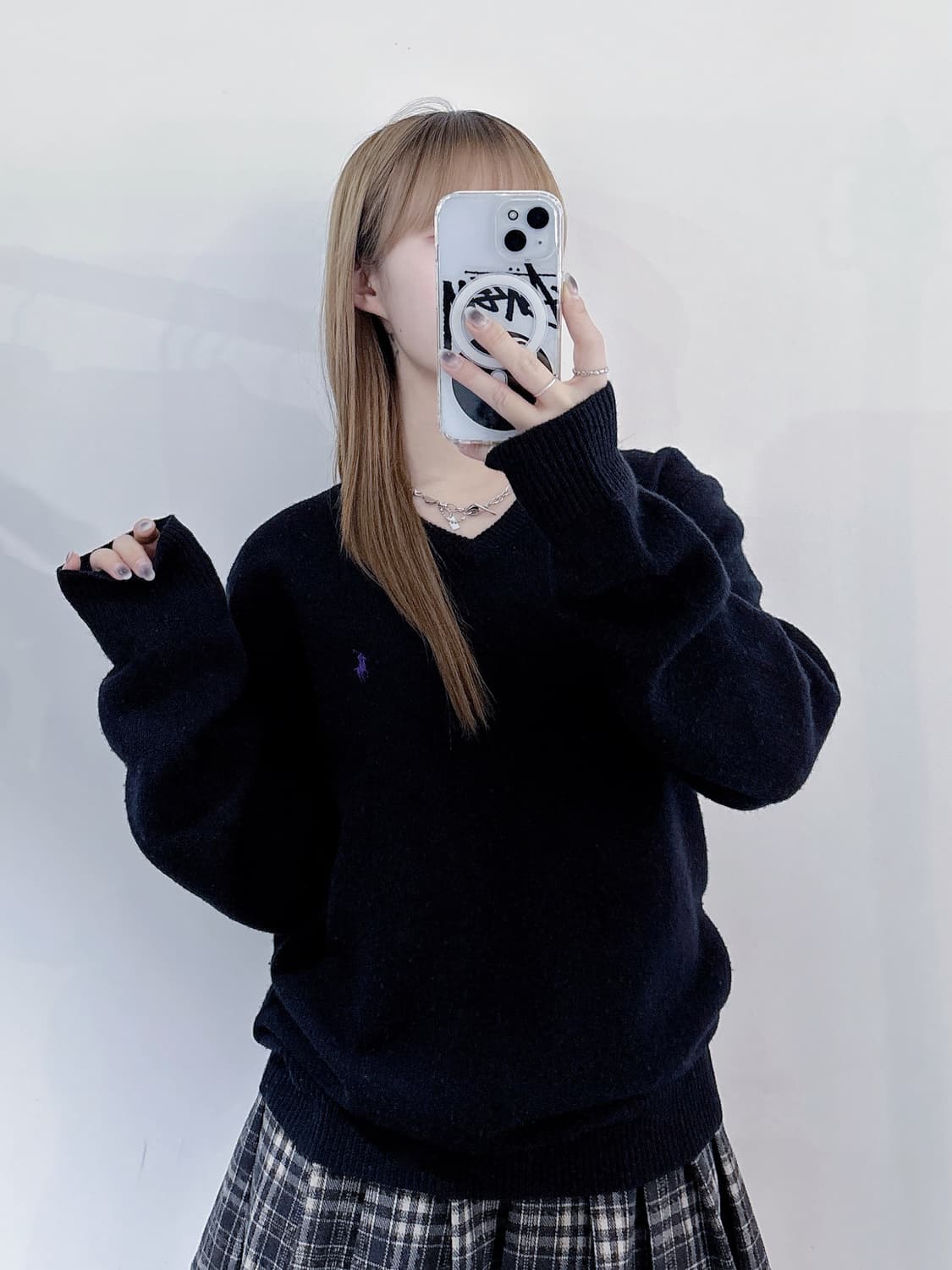 폴로랄프로렌 램스울 블랙 브이넥 니트 상품이미지2