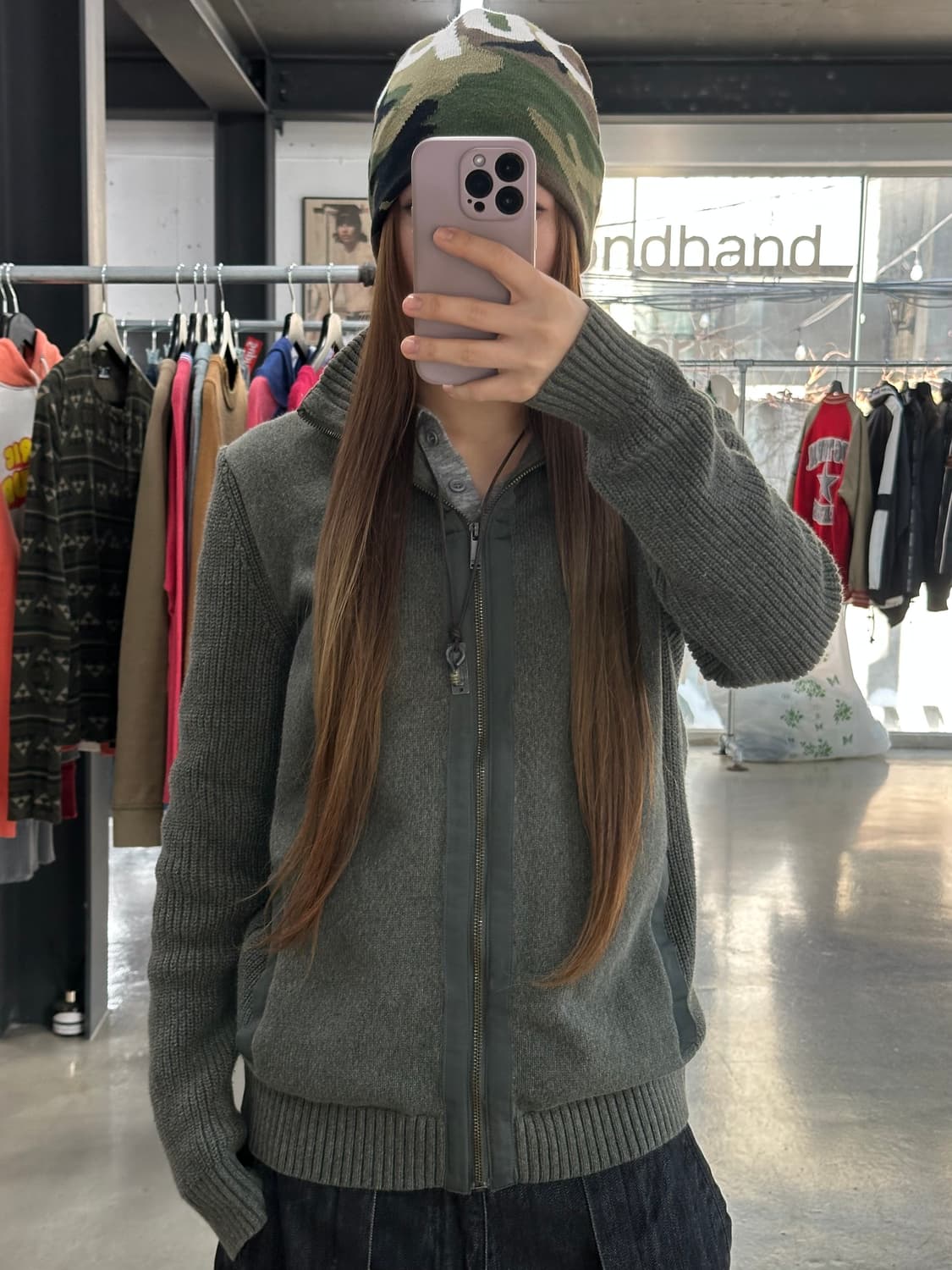 캘빈클라인 니트집업 카키 상품이미지1