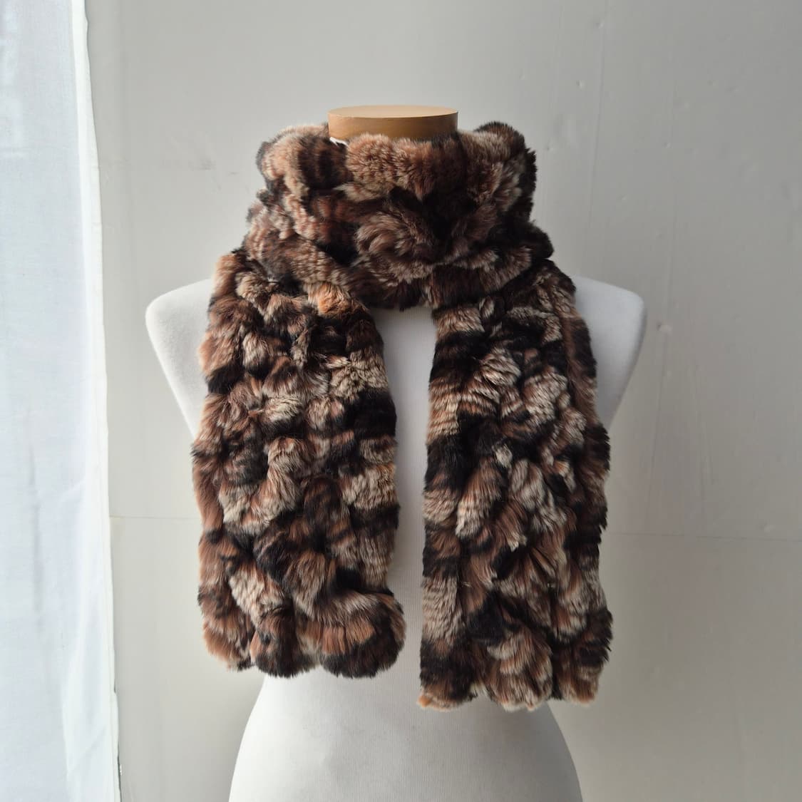 브라운 믹스 래빗퍼 롱머플러 상품이미지2