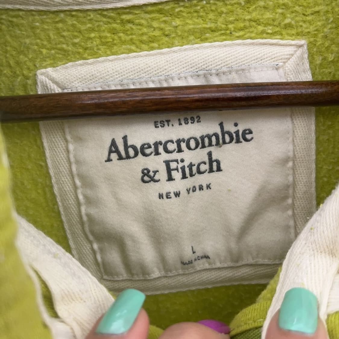 아베크롬비 Y2K 라임그린 기모 후드집업 L C06853 상품이미지5