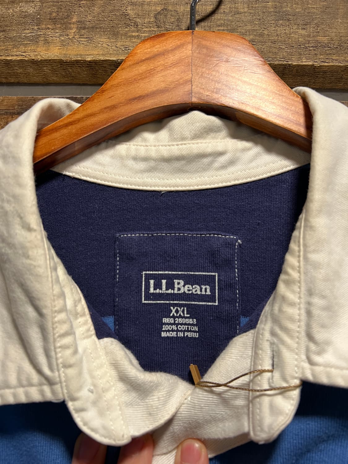 [2XL]L.L.Bean 엘엘빈 파스텔블루 네이비 스트라이프 럭비 티셔츠 상품이미지2
