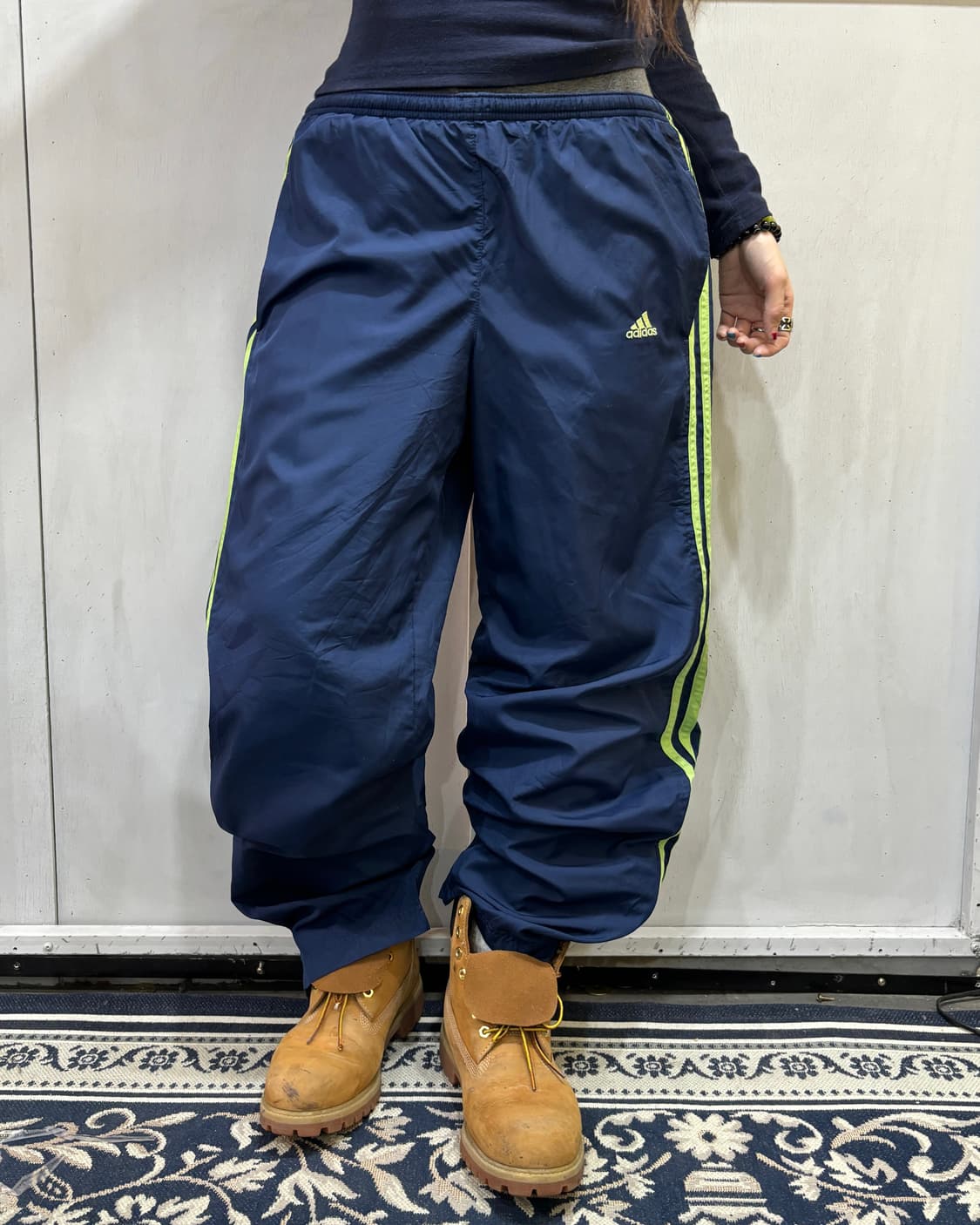 90s adidas 네이비 & 그린 트랙 팬츠 상품이미지2