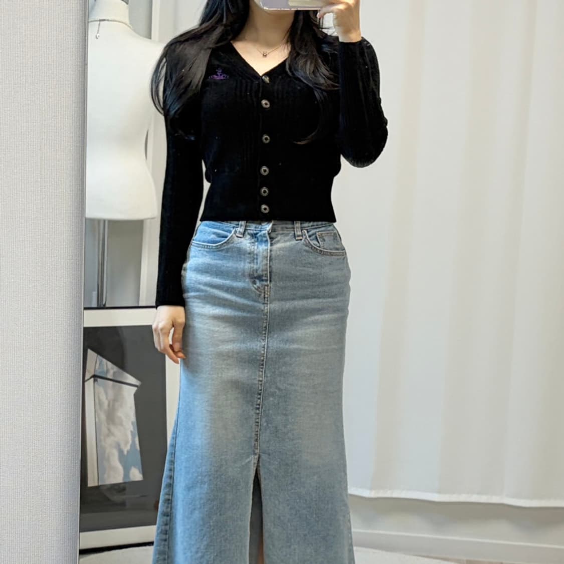 비비안웨스트우드 슬림핏 골지 가디건-블랙 상품이미지7