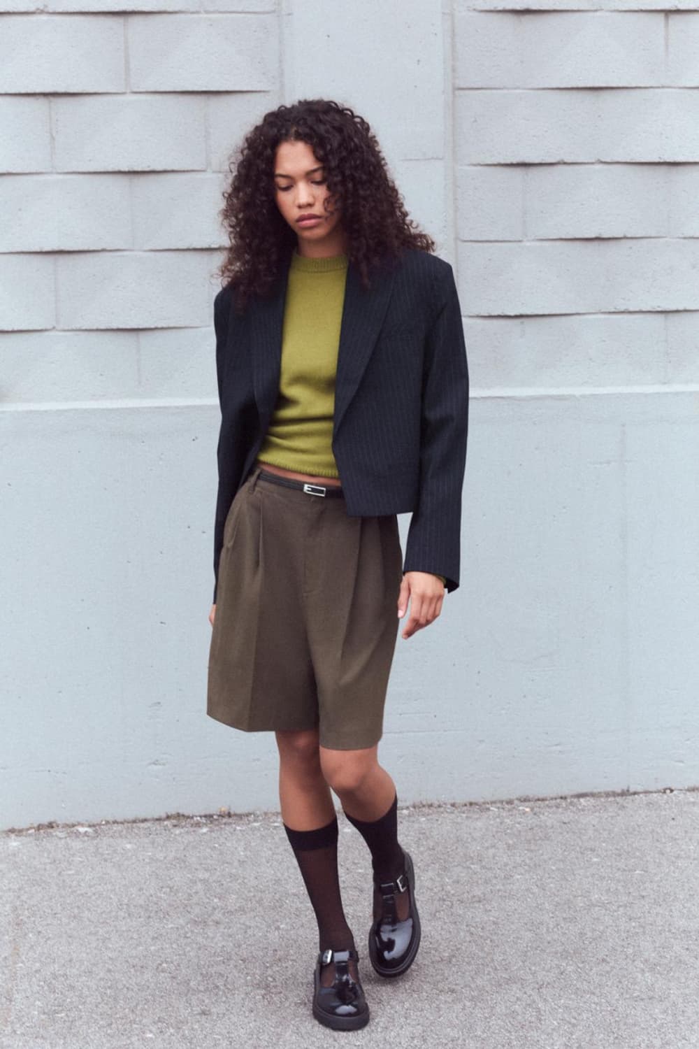 ZARA 자라 핀스트라이프 크롭 블레이저 1255/853 1255853 상품이미지5