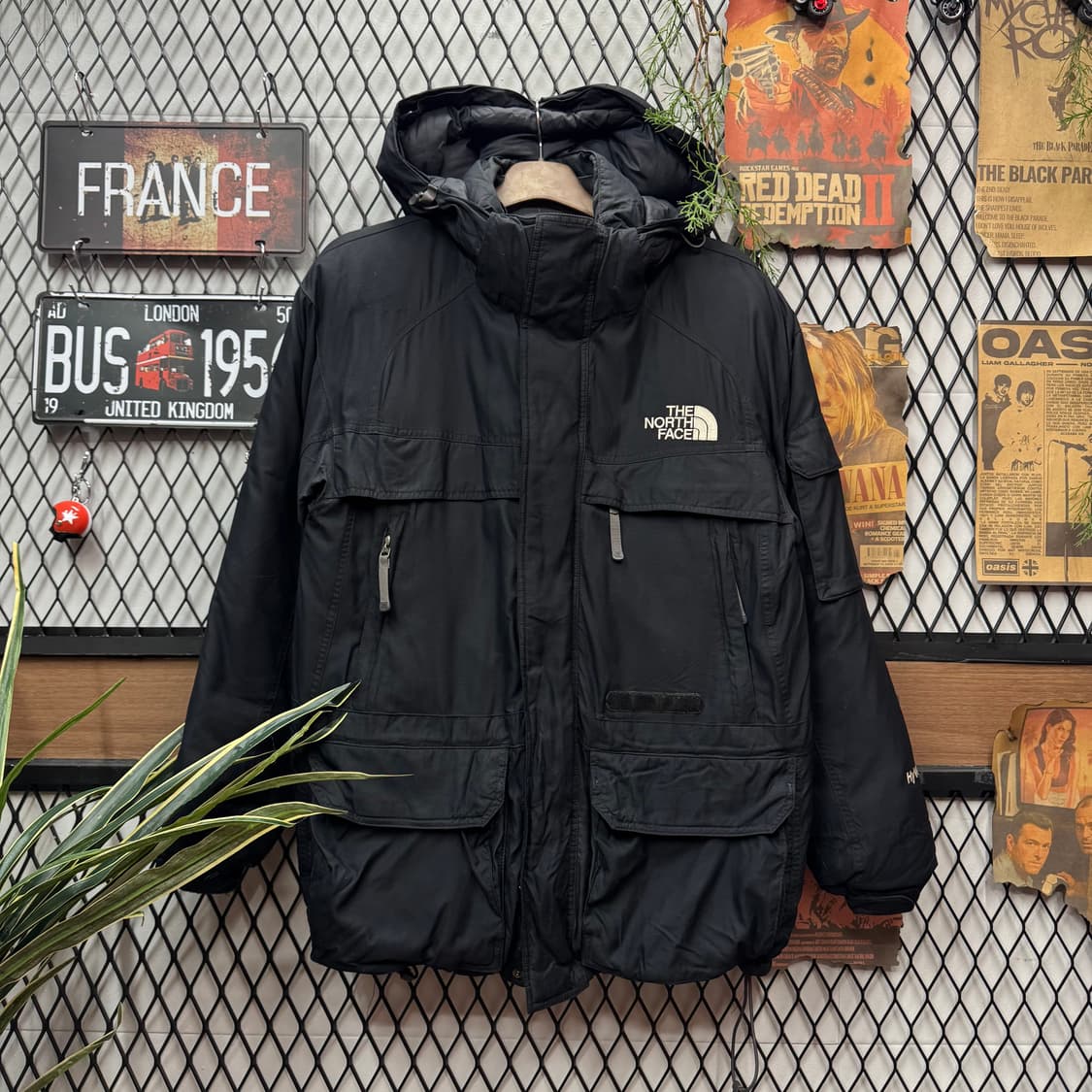 00s 노스페이스 다운 패딩 후드 점퍼 전면 포켓 포인트 블랙 상품이미지1