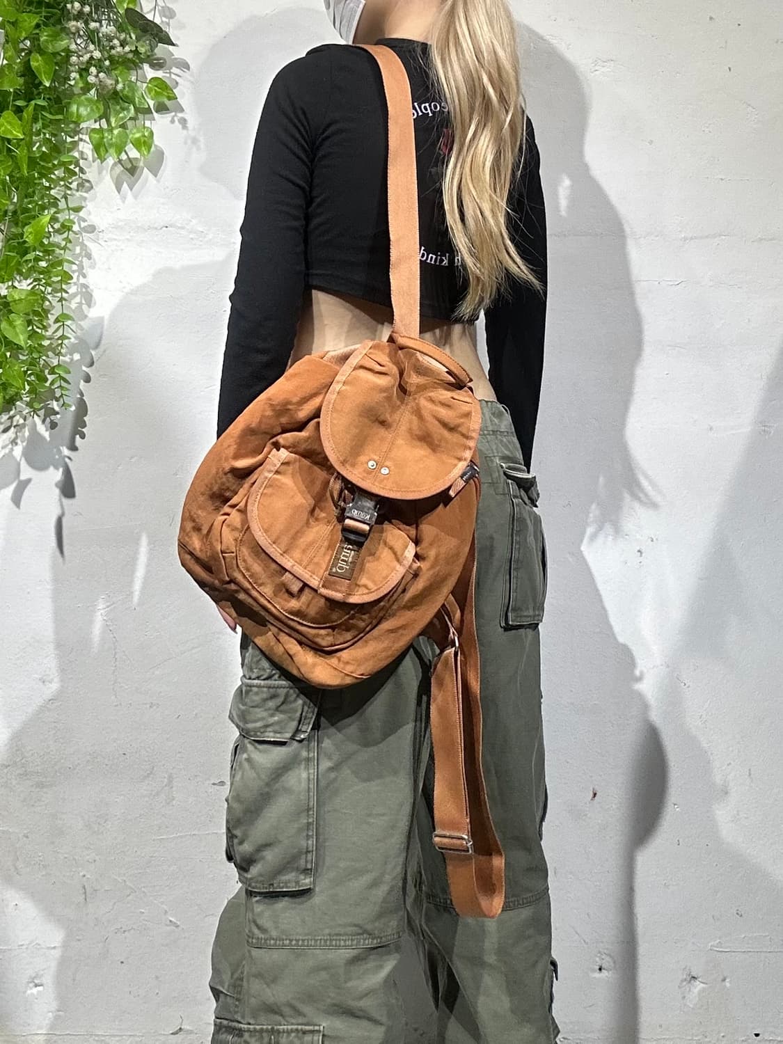 빈티지 Kamp 베이지 미니 y2k 키치 백팩 복조리 가방 상품이미지1