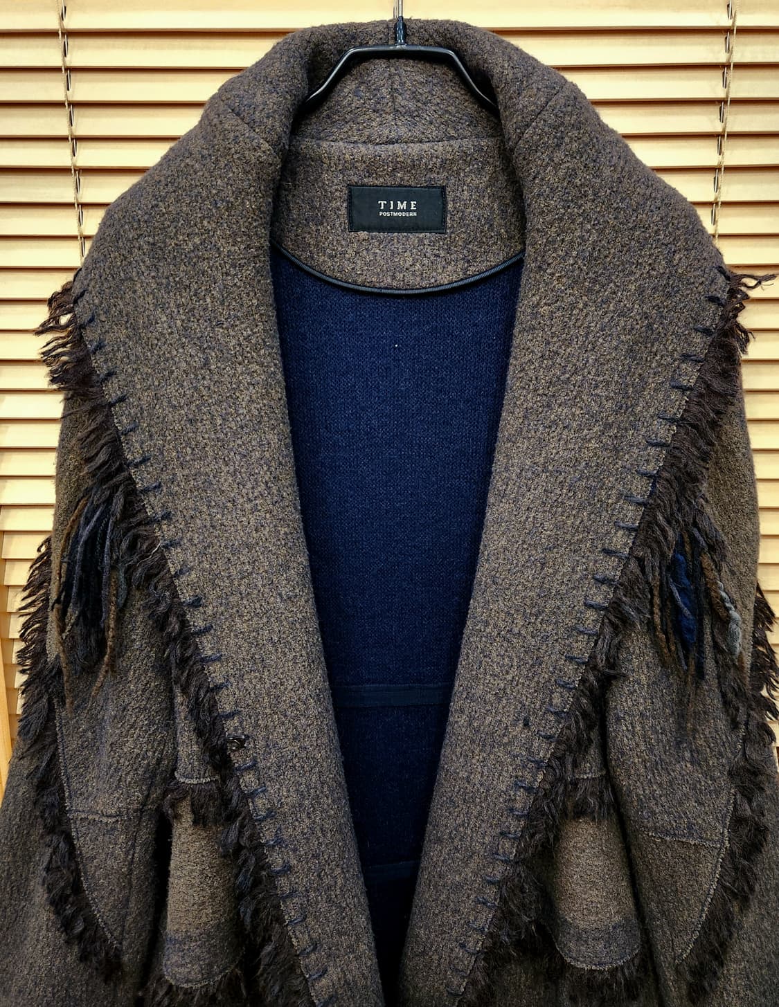 TIME 타임 브라운 프린지 롱 코트 상품이미지2