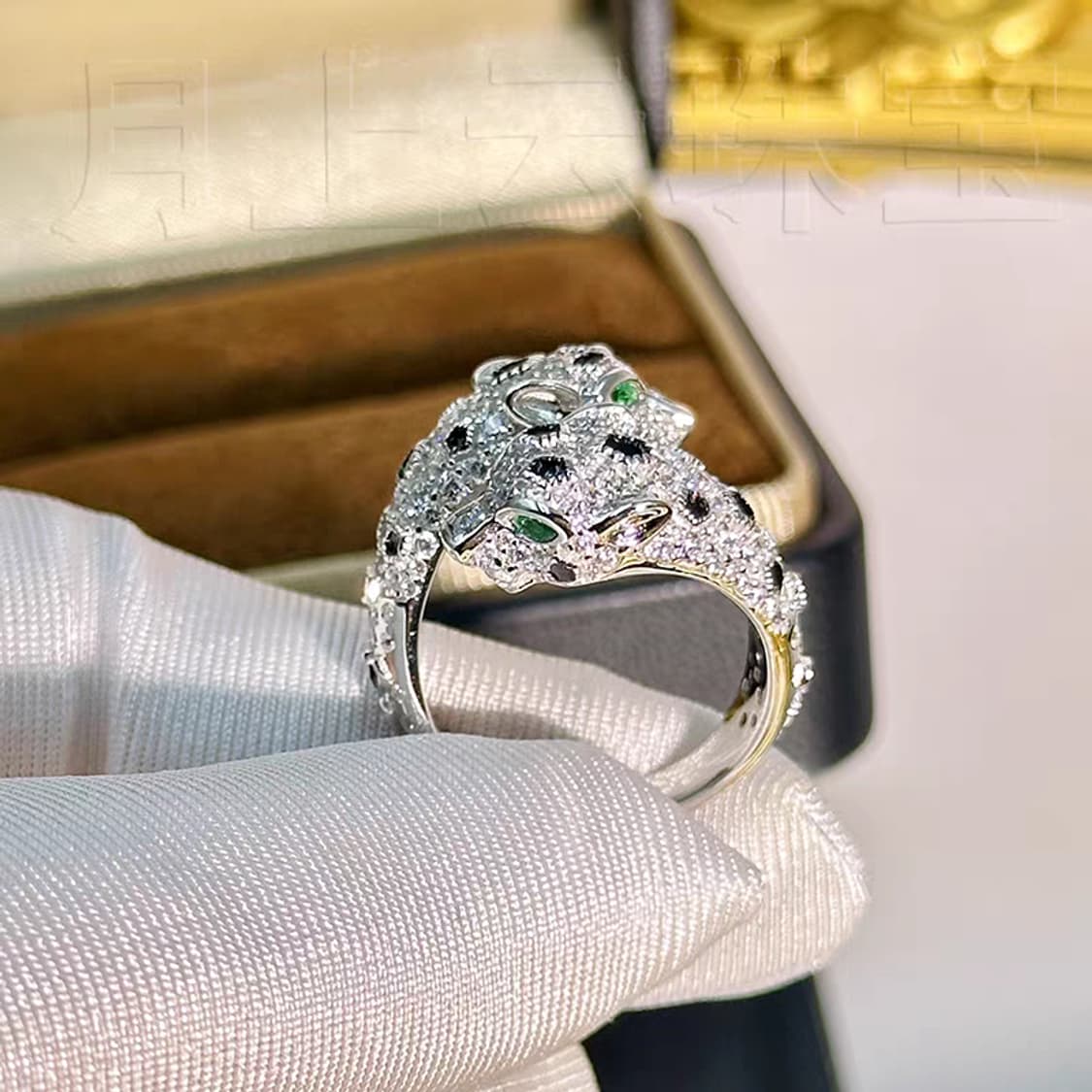 Oceanora 더블 레오파드 925실버 그린큐빅 감성 유니크 반지 상품이미지6