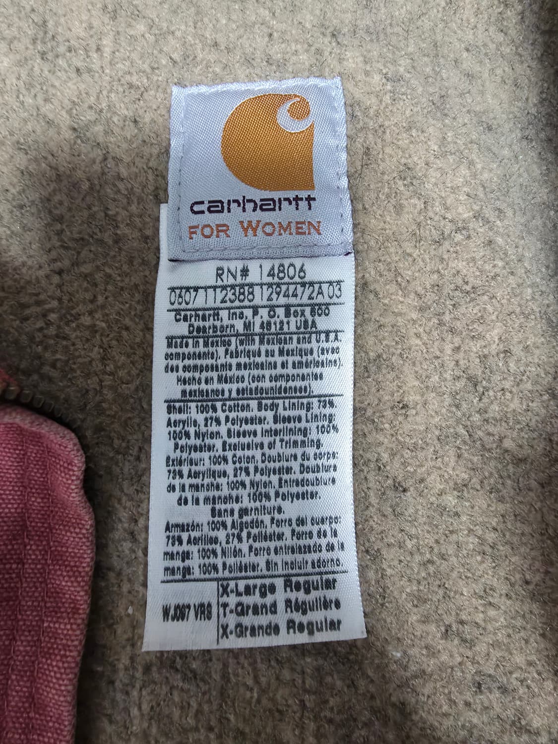 칼하트 wj097 vrs 핑크살몬 XL 상품이미지3