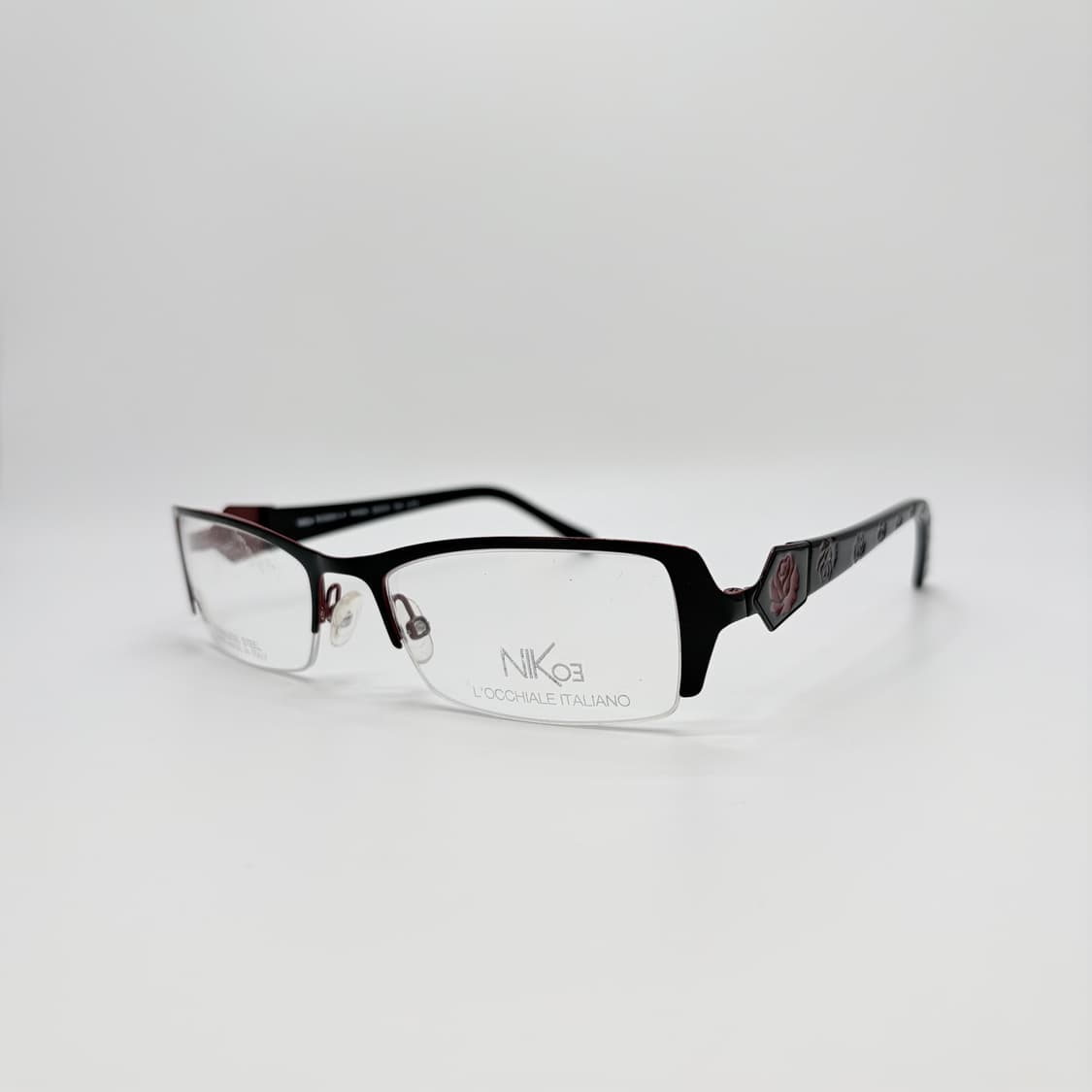 NIKOE 블랙 로즈 사각 반무테 상품이미지1