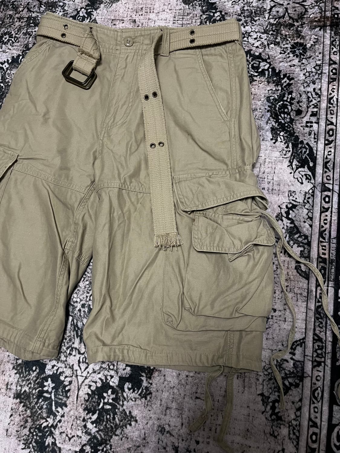 베이지 빅포켓 디테일 카고팬츠 하프 상품이미지8