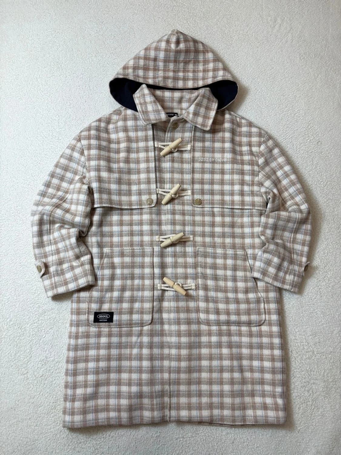 OiOi 오버핏 체크 더플 후디 코트 PN6832 상품이미지1