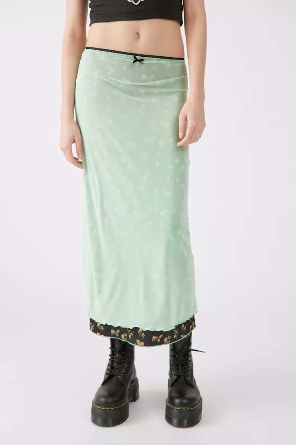 얼반아웃피터스 메쉬 레이어드 오버레이어 플로럴 스커트 상품이미지3