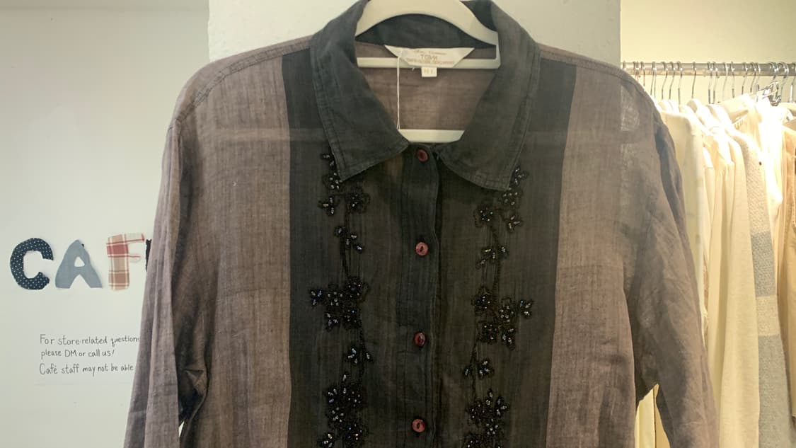 3/4 sleeve Brown Beads shirts 상품이미지4
