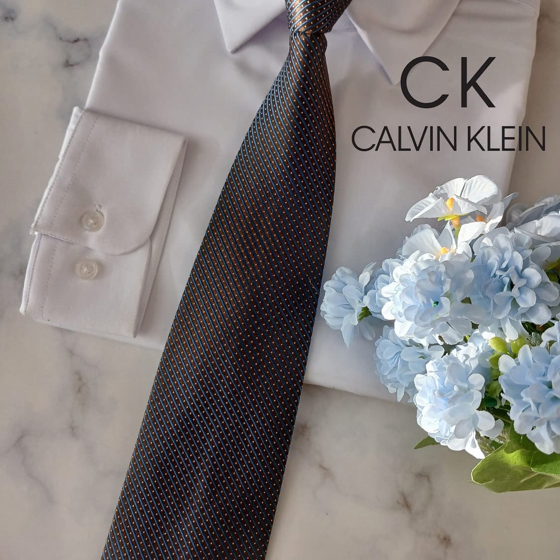 캘빈클라인 실크 브라운 스트라이프 넥타이 9.9cm A+등급 A19238 상품이미지3