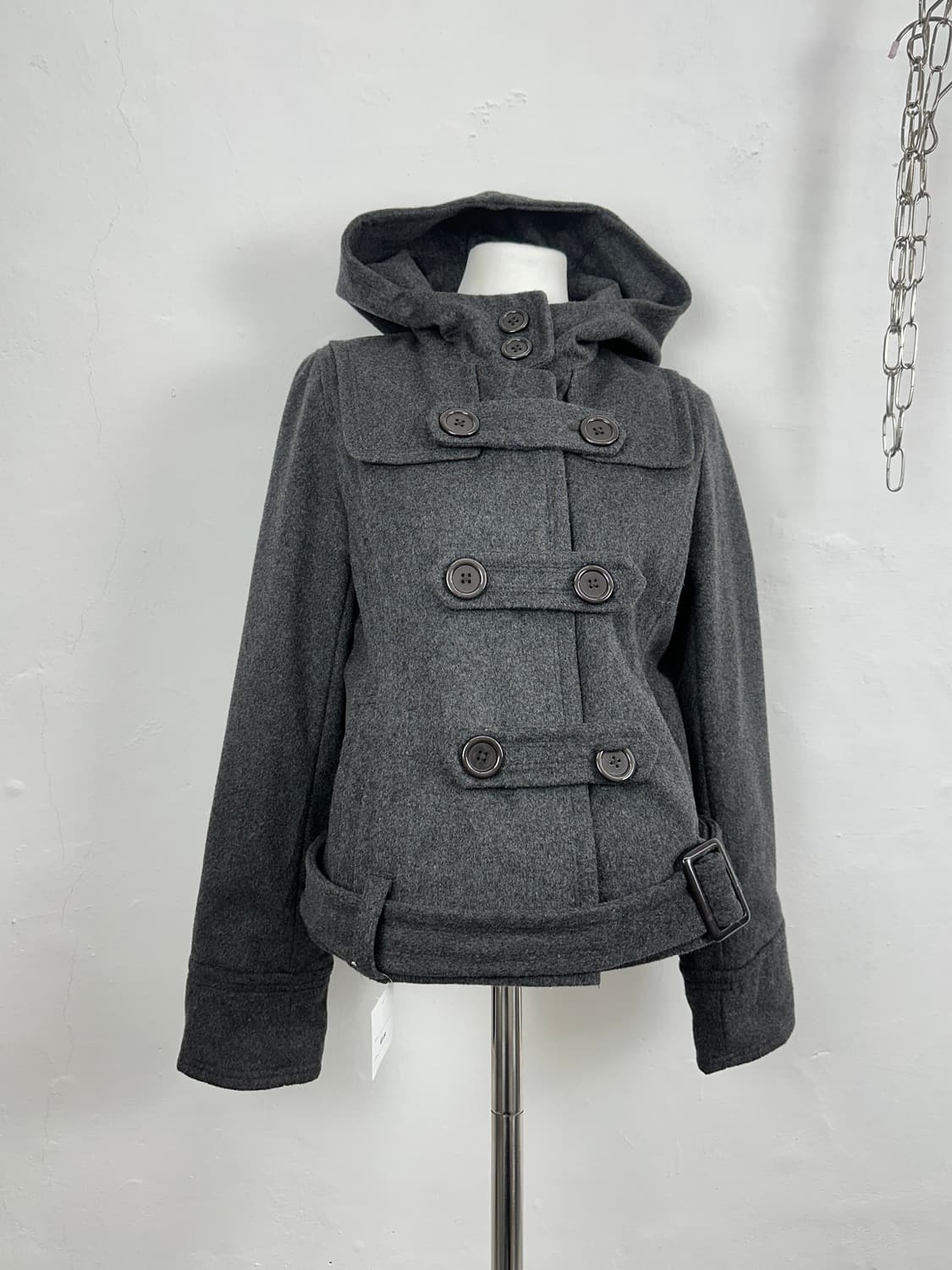 Charcoal strap convertible coat  상품이미지5