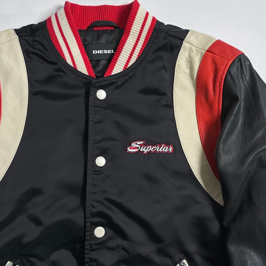 디젤 레더/나일론 바시티 자켓 상품이미지3