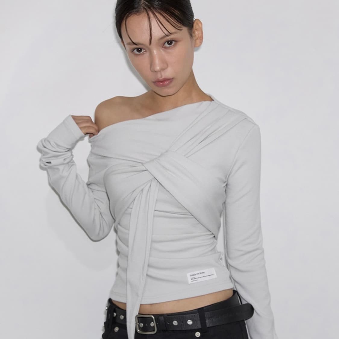 Drape Flow Tie Long Sleeve (dusty beige) 상품이미지2