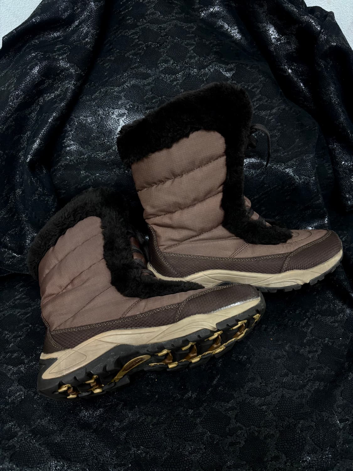 “Vintage” Y2K Mood Brown Fur Trimming Pa 상품이미지6