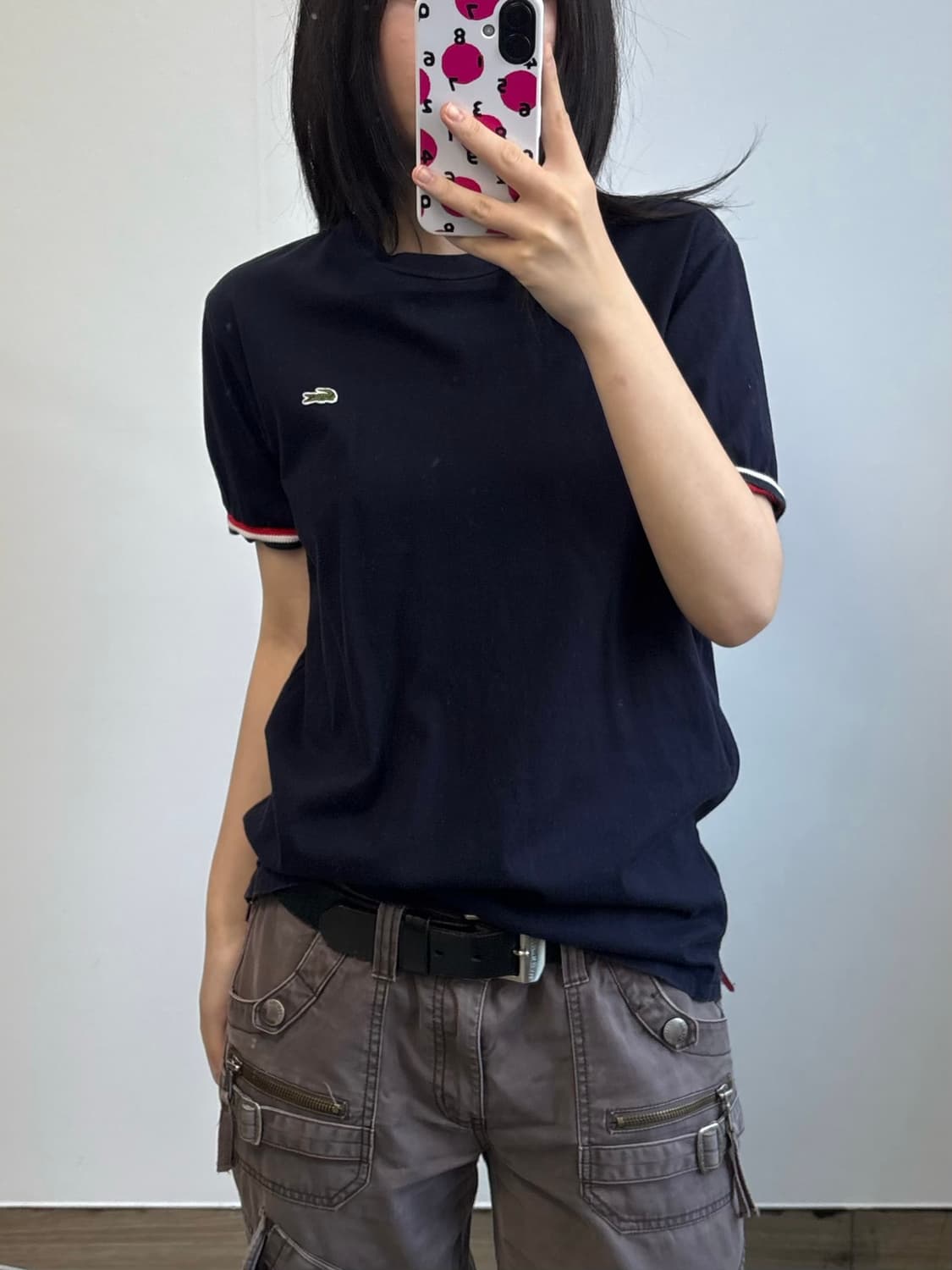 라코스테 네이비 반팔 링거 티셔츠 상품이미지1