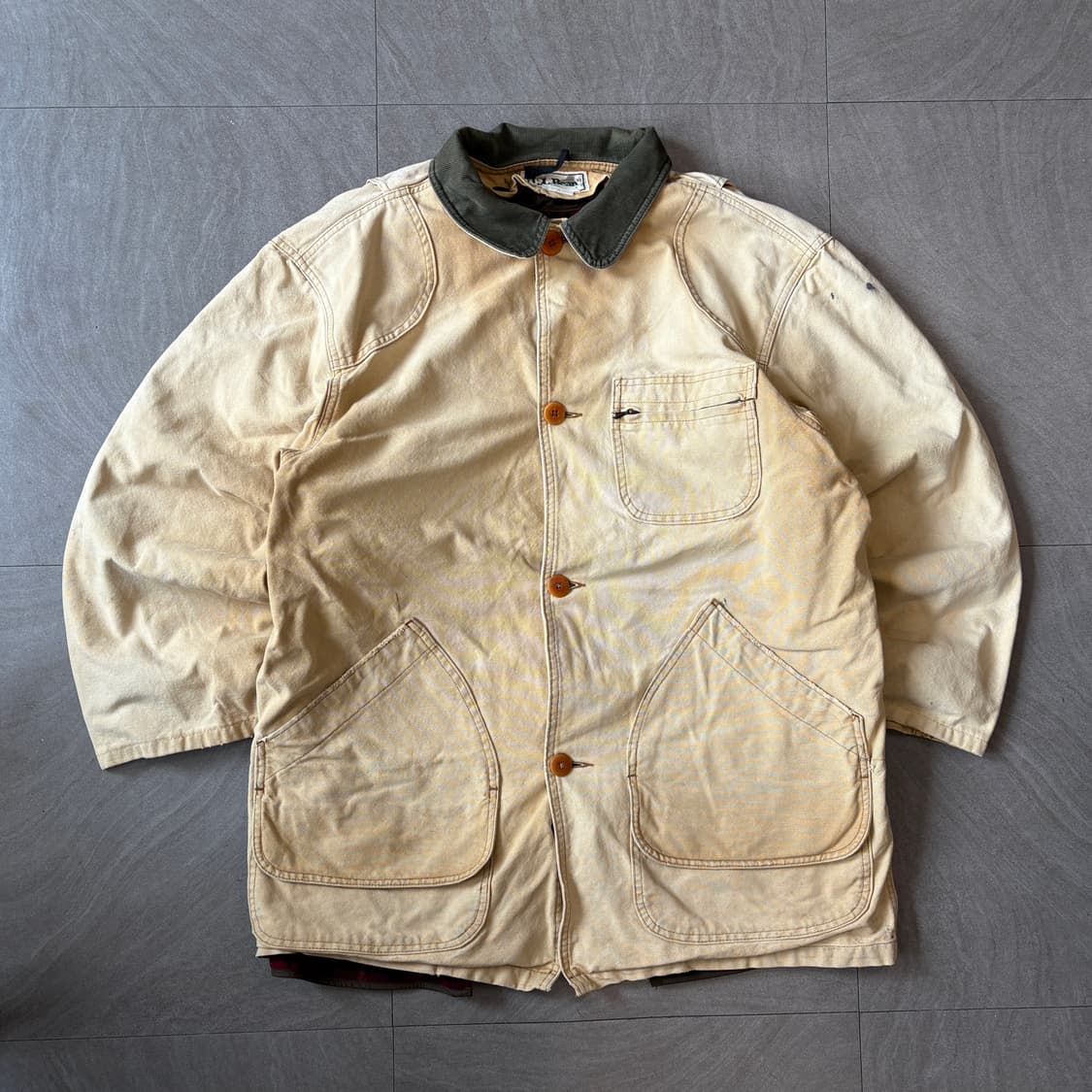 90s L.L.bean 90년대 미국 생산 엘엘빈 베이지 헌팅 자켓 상품이미지1