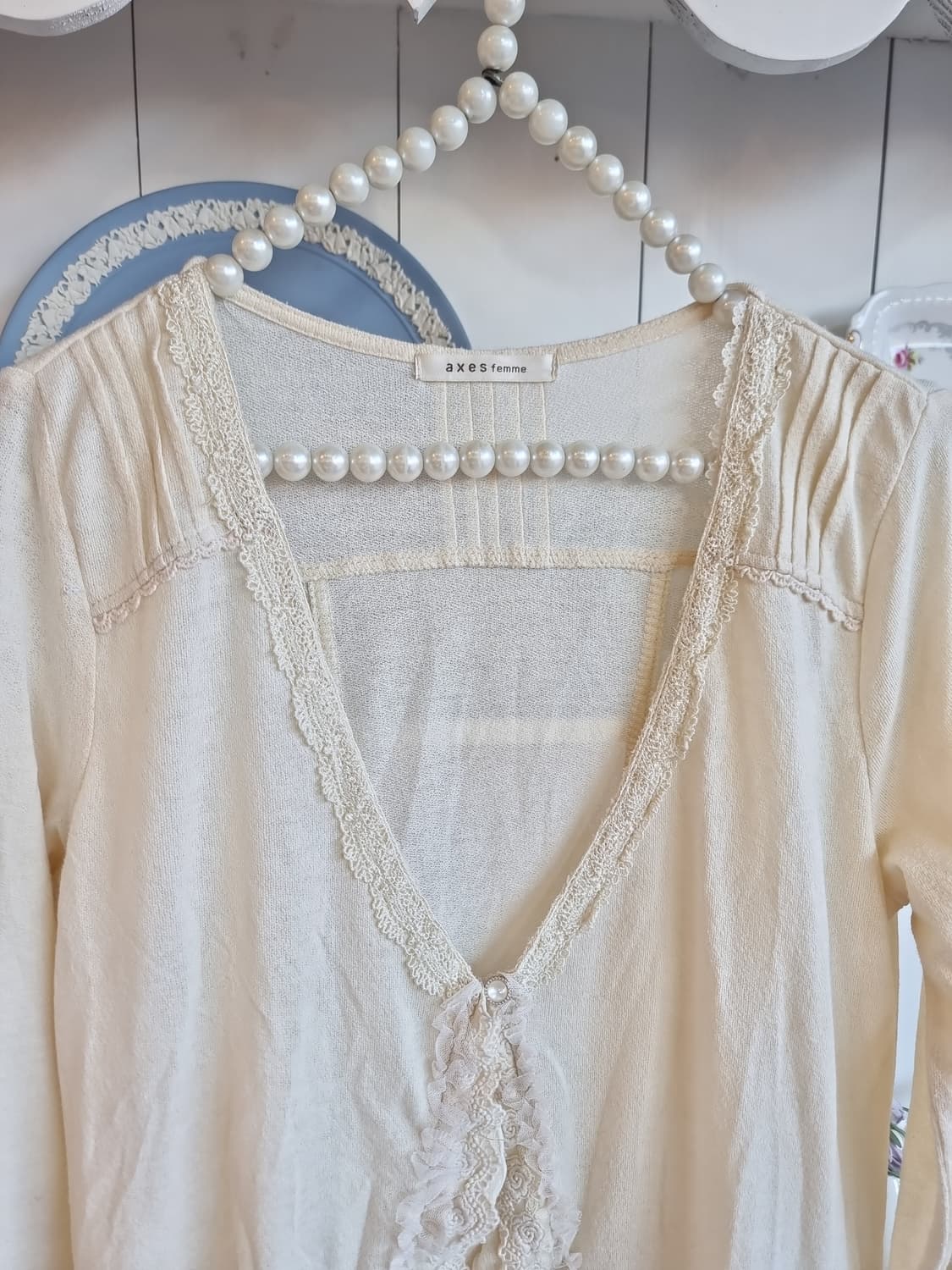 axes femme 레이스 롱 가디건 아이보리 상품이미지3