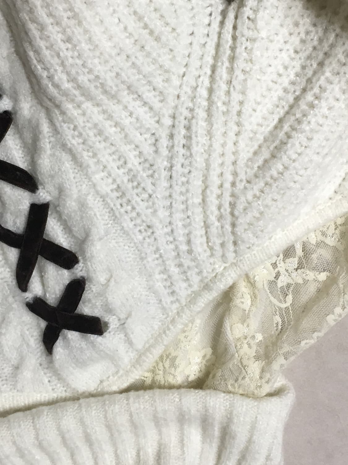 엑시즈팜 꽈배기 아일렛 오프숄더 니트 원피스 라떼 히메 갸루 러블리 로걀 상품이미지2