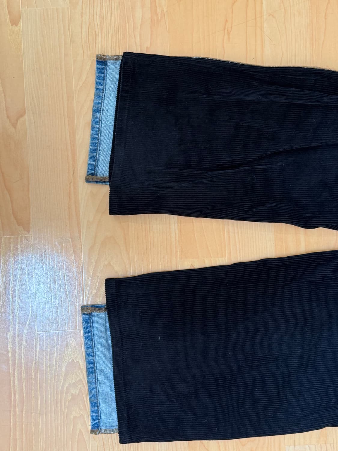 open yy 오픈와이와이 데님 코듀로이 팬츠 블랙 1 상품이미지4