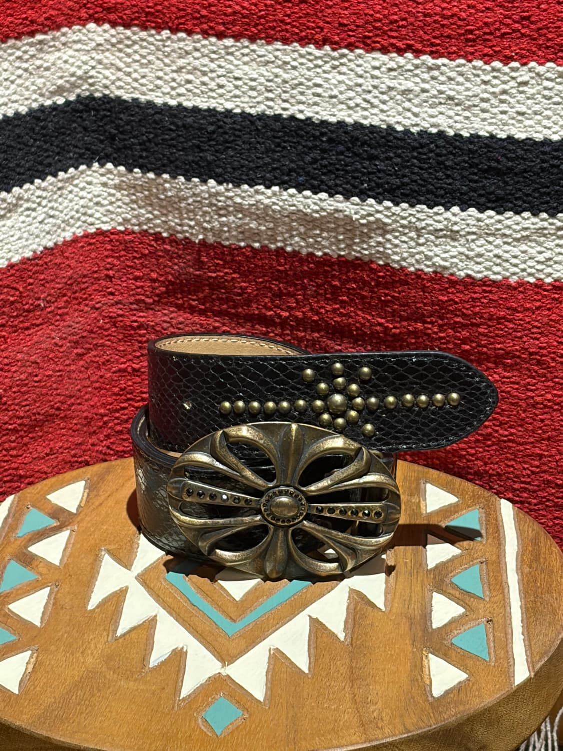 Python oval stud belt/웨스턴 황동 오발 스터드 벨트  상품이미지1