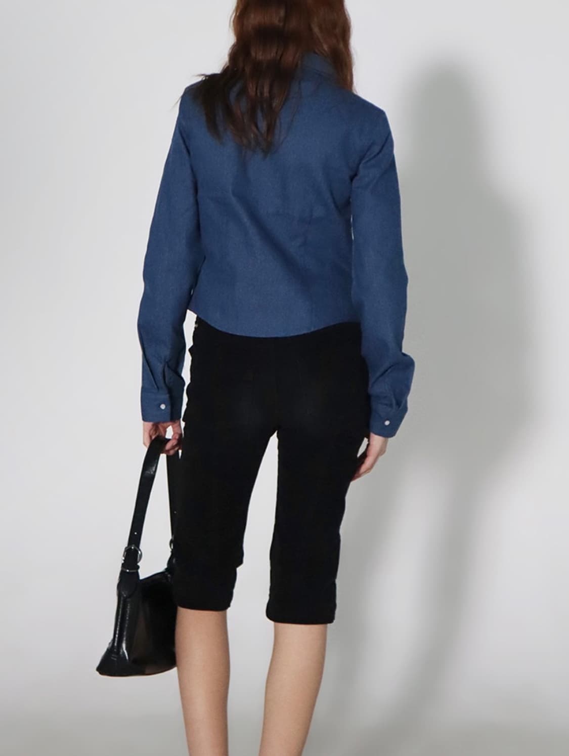 반택포)CHICKS 브랜드의 포켓 데님 슬림 굴림 셔츠 상품이미지4