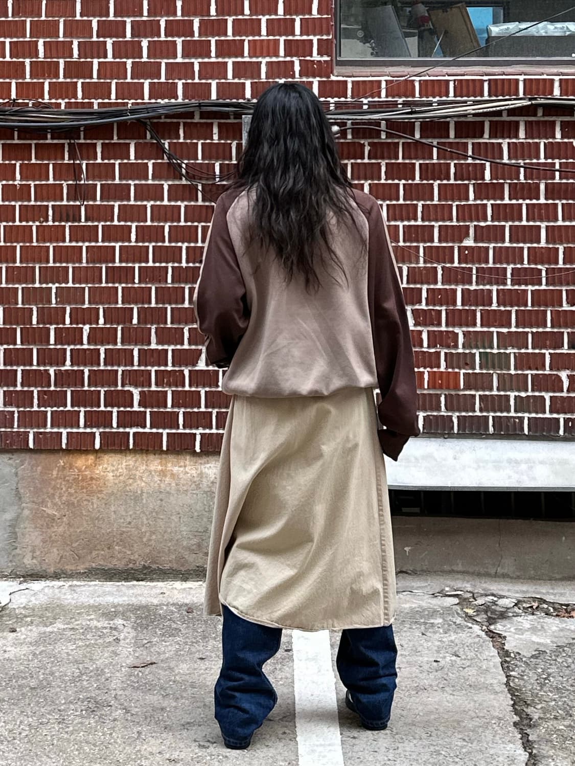 후드 니트 가디건 아디 져지 베이지 스커트 리바이스 팬츠 코디세트 상품이미지5