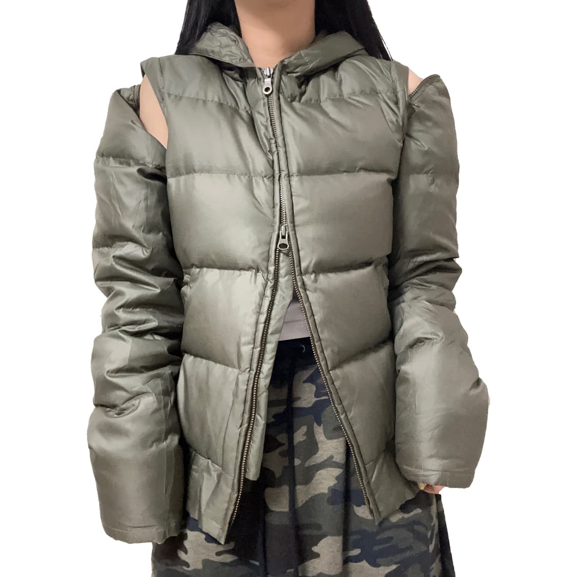 카키 투웨이 패딩 상품이미지1