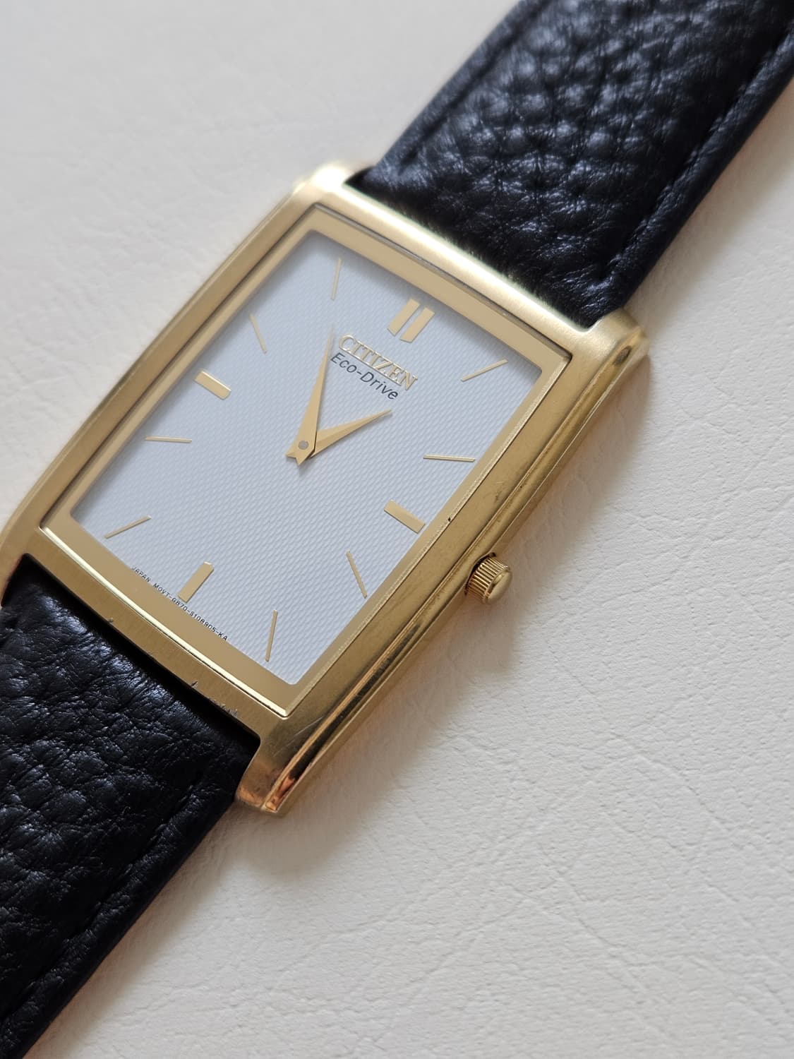 빈티지 시티즌 에코드라이브 사각 금장 가죽 시계 상품이미지5