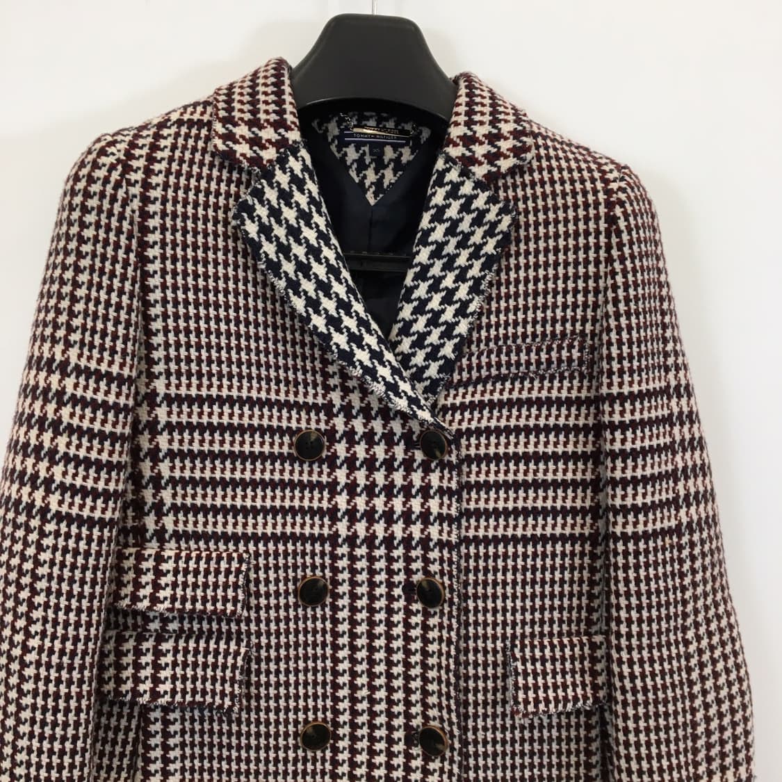 타미힐피거 체크 울 더블코트 XS  상품이미지3